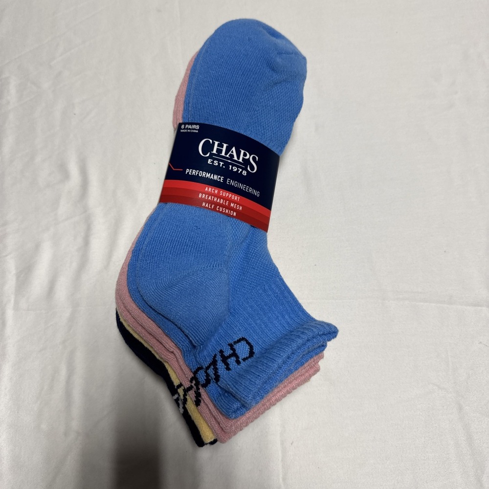 Chaps Men's Multi Colored Ankle Socks 6 Pk New